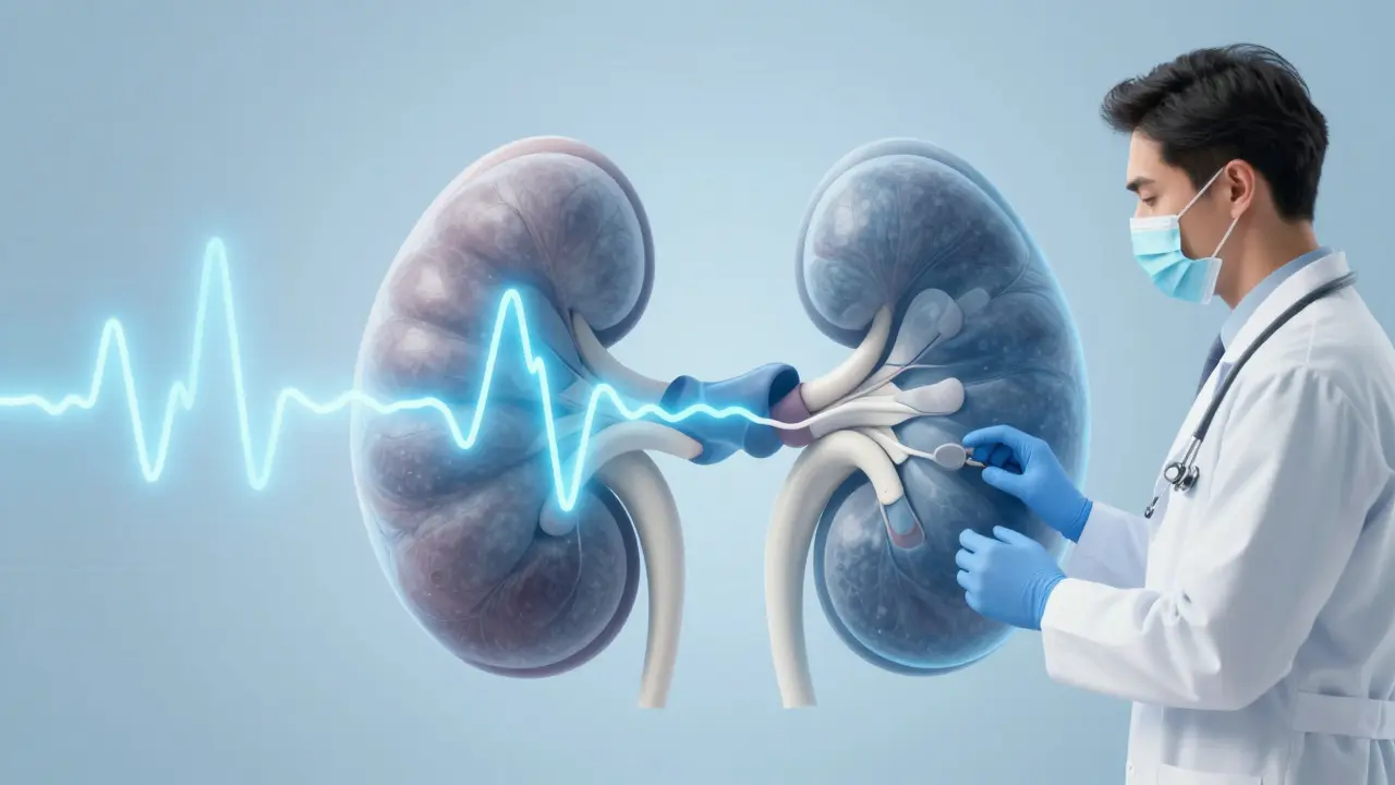 Kidney with wave pattern showing eGFR fluctuation during treatment